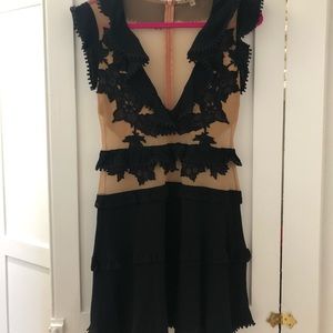 Short black with tan mesh dress